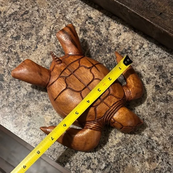 Artisan Carved Turtle Decor bowl in Rich Brown - Picture 2 of 4